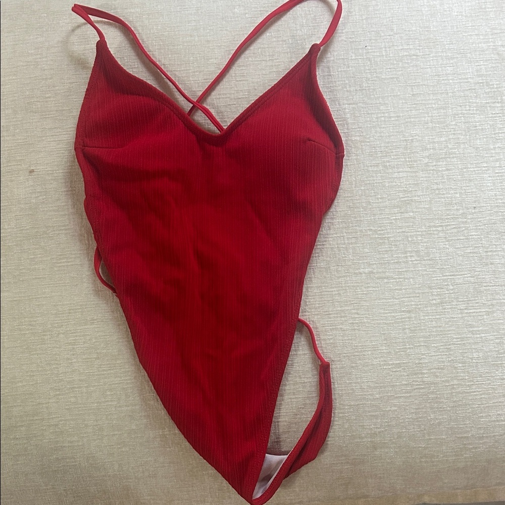 Red thong one Piece Swimsuit